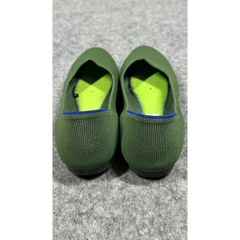 Rothy's The Flat Hunter Green Round Toe Slip-On Sz 7.5 Ballet Flat Shoes EUC